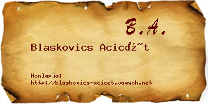 Blaskovics Acicét névjegykártya